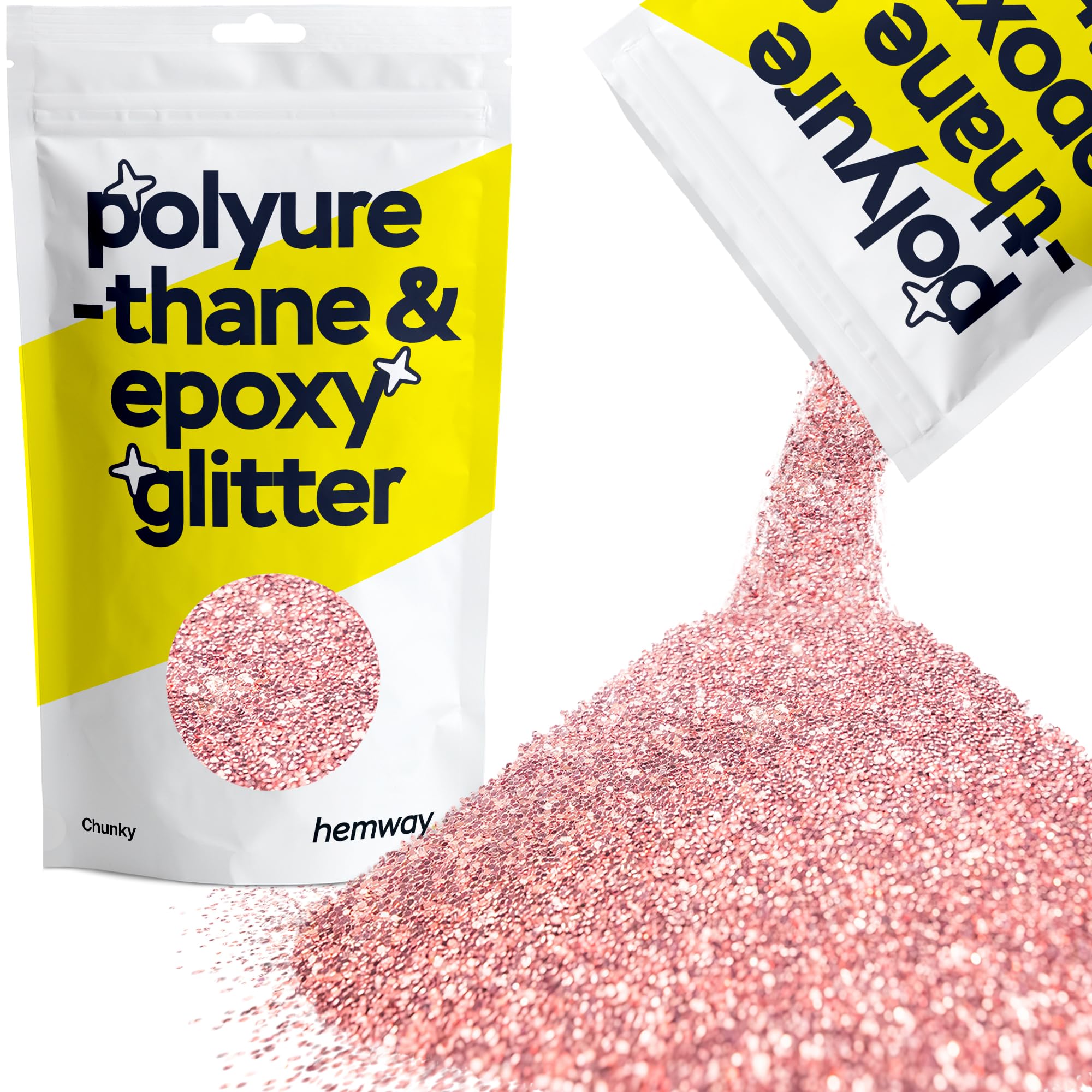 Hemway Resin Glitter Light Rose Gold 100g Chunky | Polyurethane & Epoxy Glitter for Resin Crafts, Tumblers, Coasters, Floor & Table Art โ image 1