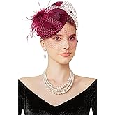 BABEYOND Fascinator Hat Veil Feather Fascinators Hair Clip Tea Party Pillbox Derby Hat Fascinator Bridal Wedding
