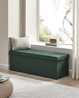 SONGMICS MAZIE Collection Storage Ottoman Bench 110 cm Foldable Green view 8