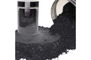 FIREDOTS Carbon Pearl Black Mica Powder - 100 grams - Epoxy Resin Color Pigment - Metallic Black Mica Powder for Epoxy Resin - Black Epoxy Pigment Powder - Epoxy Color Pigment