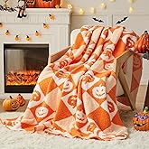 CYMULA Halloween Knit Throw Blanket - Pumpkin Blanket for Couch, Soft Cozy Lightweight Fluffy Blanket for Fall Decor, 50"x60"