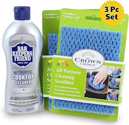 Amazon Com Bar Keepers Friend Cooktop Cleanser 13 Oz With Two
