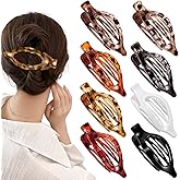 Obeoby 8 PCS Flat Hair Clips for Women, French Duckbill Flat Claw Clips for Thin Thick Hair Barrettes Accessories Medium Large (Tortoiseshell)