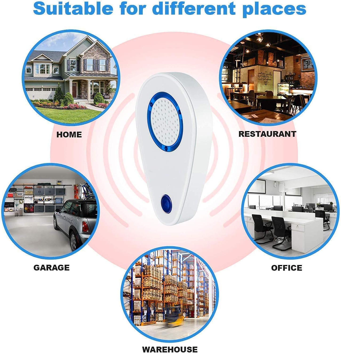 Ultrasonic Pest Repeller(4 Pack), Pest Control Ultrasonic Repellent, Electronic Repellant - Bug Repellent for Ant, Mosquito, Mice, Spider, Roach, Rat, Flea, Fly: Office Products