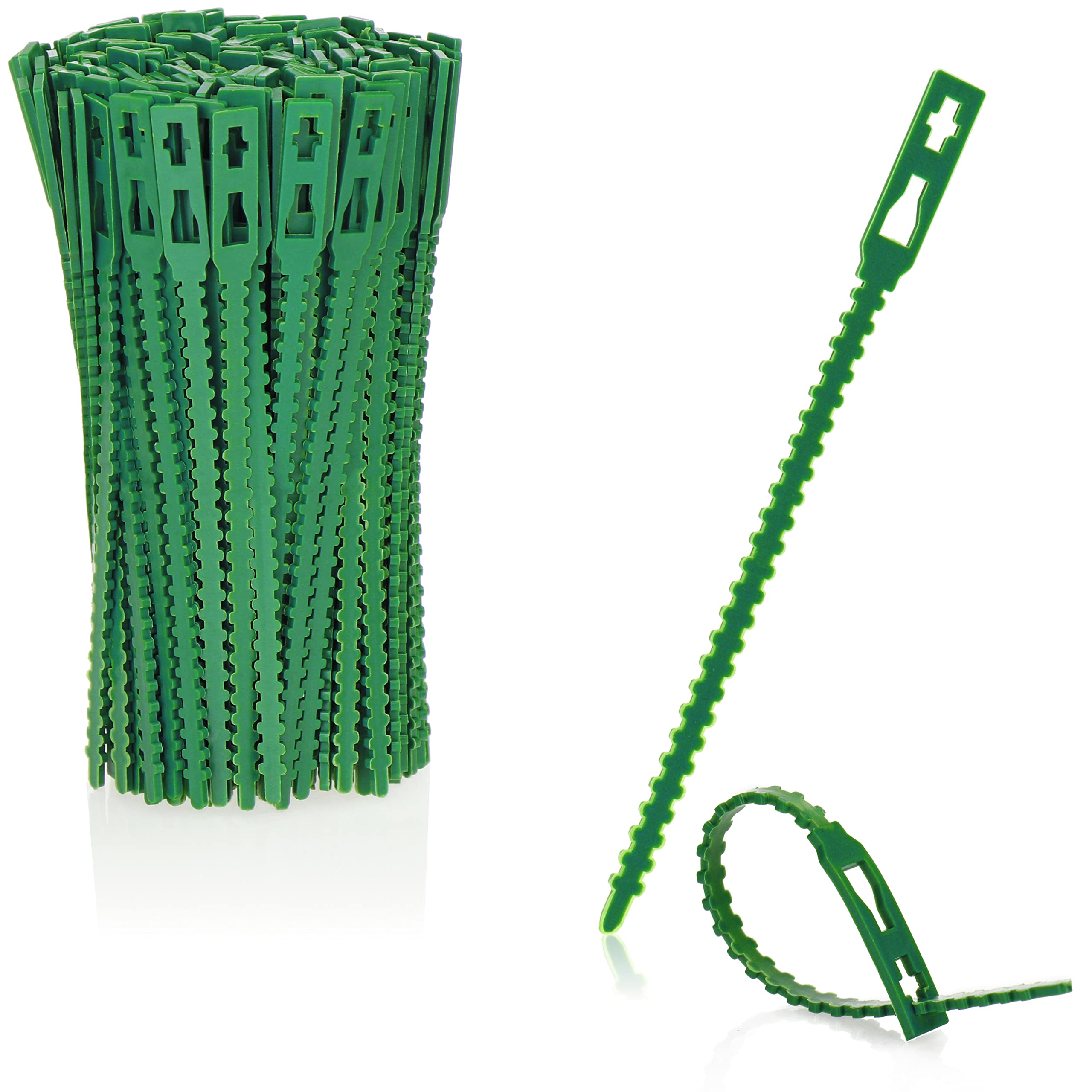 COM-FOUR® 200x plant binder - plant binder green - universal binder - flower binder - tie shrubs & stabilize plants - 10 cm (10 centimeters)