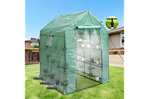 BTDWI 56*56*77'' Small Greenhouse for Outdoors, Large Walk-in Green House with High Tunnel PE Cover & Irrigation Garden Sprinkler System for Winter, Green
