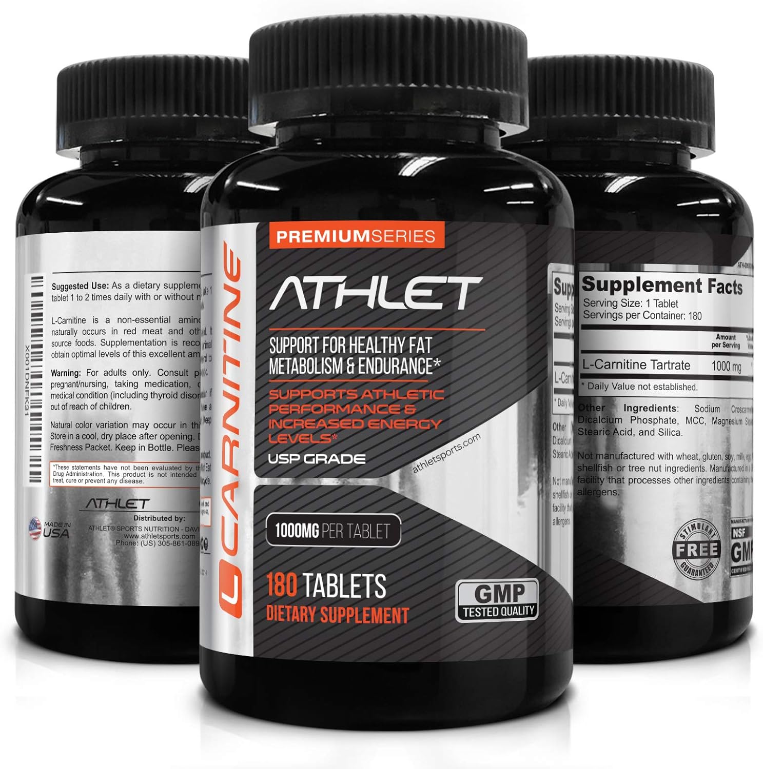 LCarnitine 1000 mg 180 Tabs Energy Cardiovascular Health