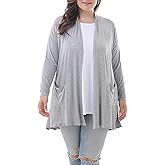 ZERDOCEAN Women's Plus Size Long Sleeve Lightweight Soft Printed Drape Cardigan with Pockets