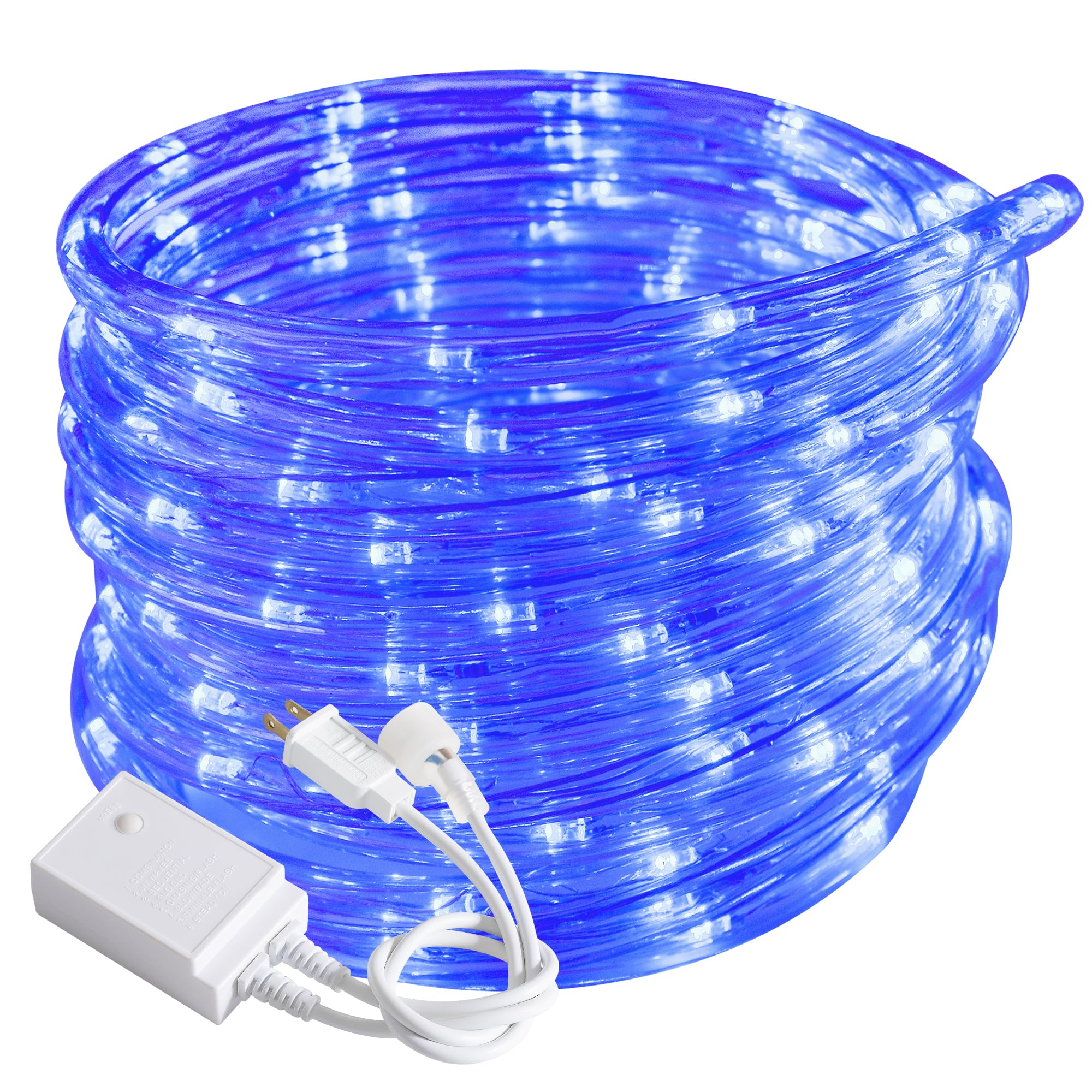 Photo 1 of 20ft Rope Lights Outdoor, Connectable & Flexible Tube Lights with 8 Modes Controller,Waterproof Blue LED Rope Lighting for Deck,Garden,Pool,Patio,Bedroom,Party,Indoor & Outside Landscape Lighting