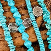 Cutefox Turquoise Beads for Jewelry Making Irregular Chip Stone Beads, 5-9mm Gemstone Crystal Loose Beads, 4 Style Sizes for DIY Jewelry Making (Turquoise Blue with Box 240 Pcs)