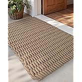DEXI Jute Door Mat for Front Entryway, 24x35 Braided Woven Doormat Outside Entrance, Dirt Trapper Natural Fiber Entry Mats for Patio, Brown