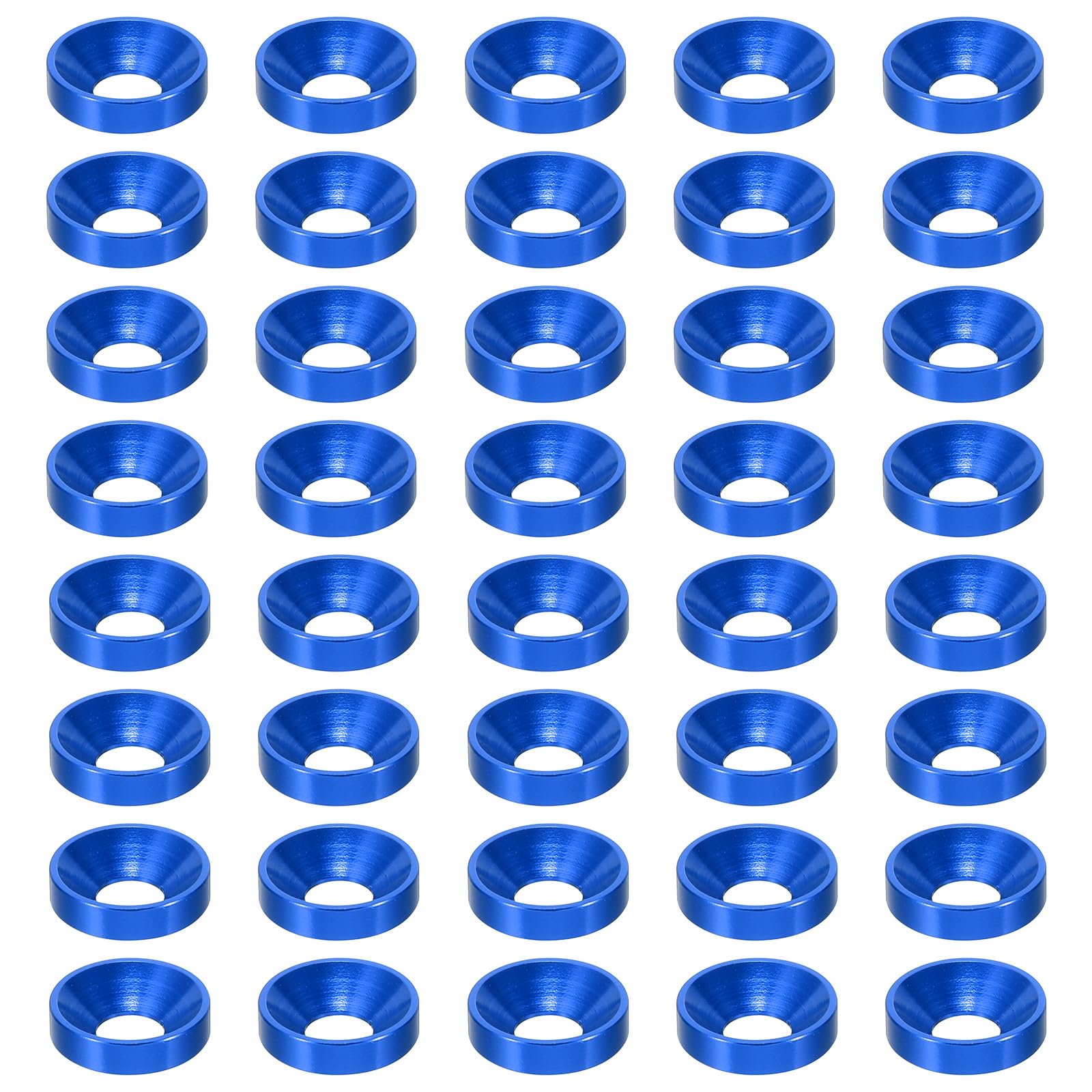 PATIKIL M4 Finish Countersunk Washer, 60pcs Anodized Aluminum Alloy Flat Cup Head Screw Gasket Bolt for Mechanical Accessories Parts DIY Models, Dark Blue