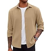 COOFANDY Men's Overshirt Shacket Jacket Mens Textured Button Down Long Sleeve Shirts Fashion Jacket