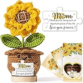 Unique Valentine's Day Mom Gifts for Mom from Daughter Son, Handmade Emotional Support Crochet Positive Crochet Sunflower, Best Mother Birthday Gifts Ideas for Mother-in-Law New Mama Gift for Women