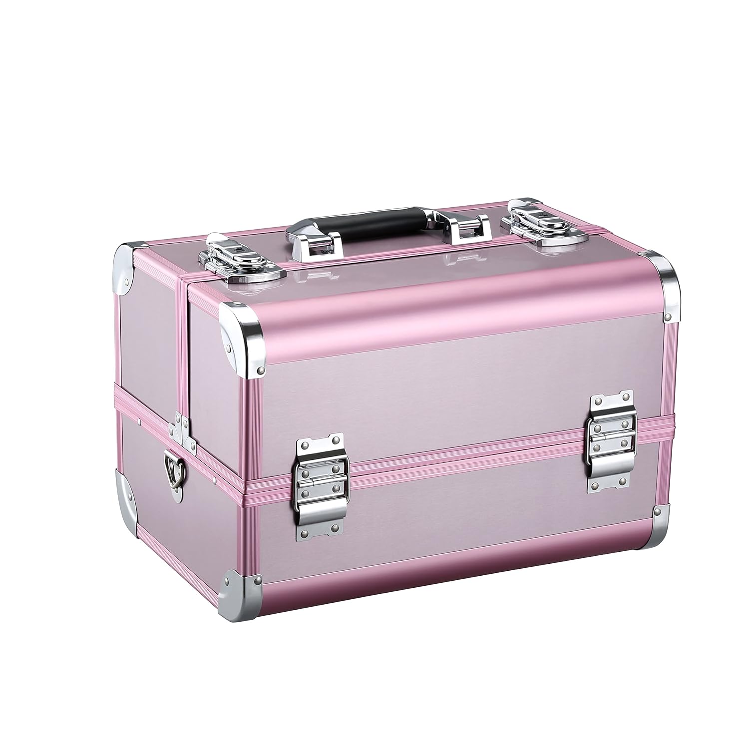 LANGRIA Estuche Maletín de Maquillaje Profesional Aluminio con Bandejas Escalonadas Compartimentos Neceser