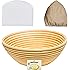 9 inch Banneton Proofing Basket Set - for Professional & Home Bakers (Sourdough Recipe) Bowl Scraper & Brotform Cloth Liner for Rising Round Crispy Crust Baked Bread Making Dough Shape Loaf Boules