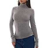 C202 Women's Turtleneck Long Sleeve Merino Wool Blend Shirts Fitted Going Out Tops Basic Tees Cozy Embrace Collection