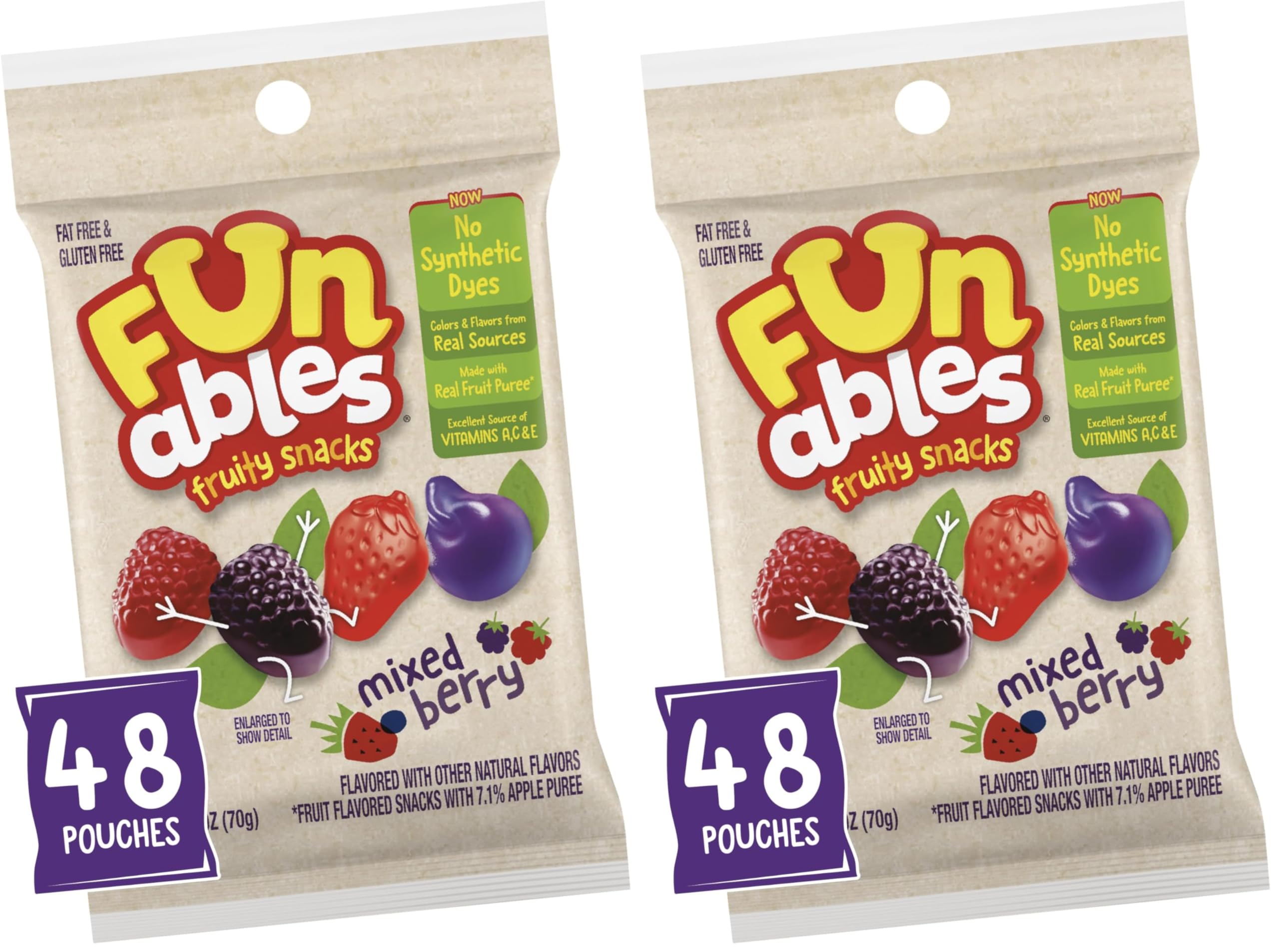 Funables Fruit Snacks, Mixed Berry Snacks, 2.5 Ounce Pouches (Pack of 96) Image