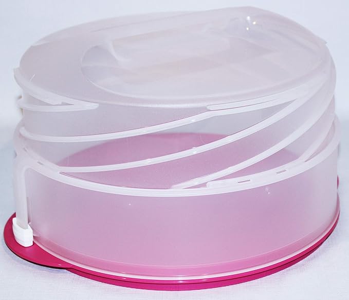 Tupperware Collapsible Round Cake Pie Taker Pink & Clear Amazon.co.uk