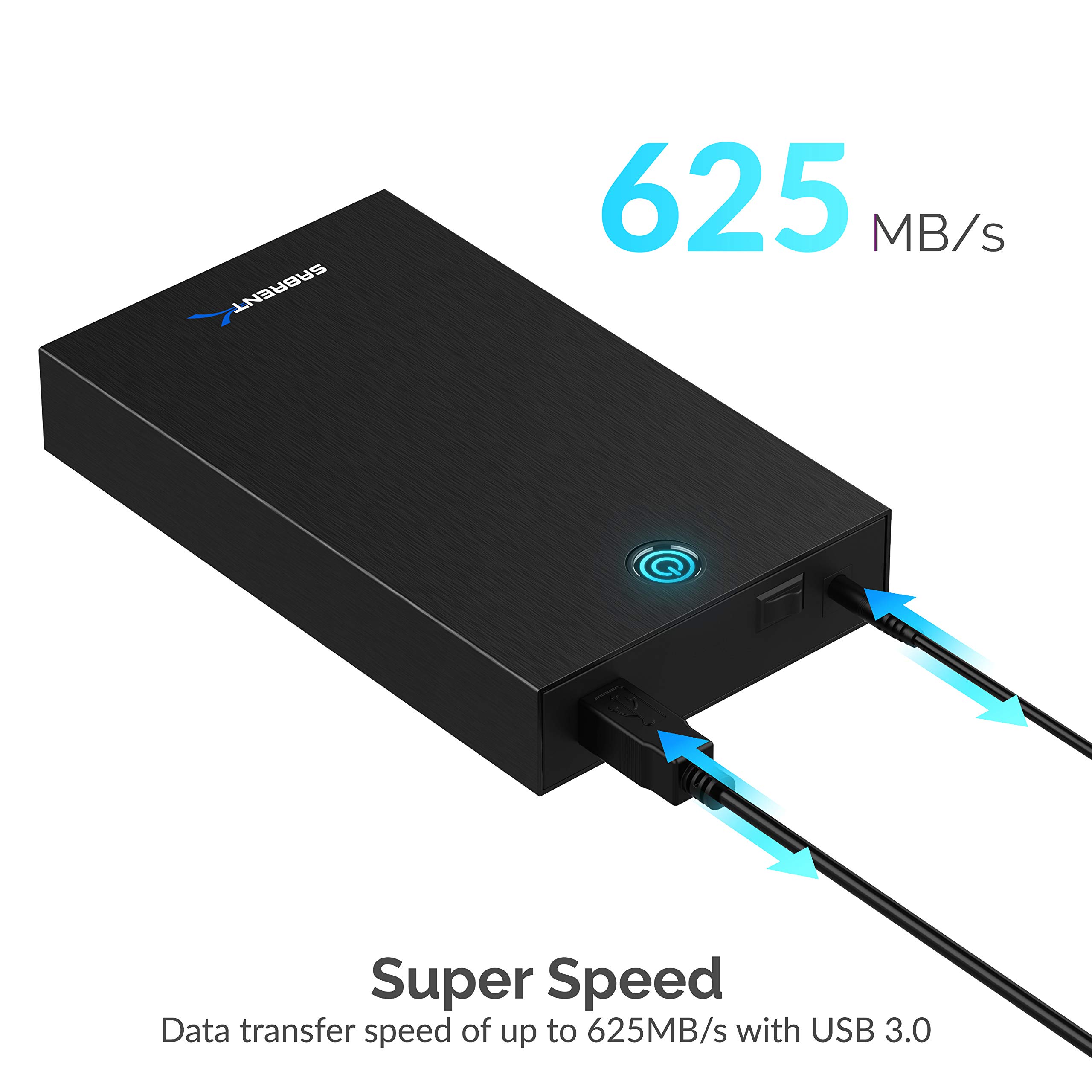 SABRENT USB 3.0 Enclosure for 2.5” & 3.5” SATA HDD/SSD – Tool-Free, UASP, LED Indicator, Plug & Play, Power Adapter & Cable Included – External Hard Drive Case for Windows/macOS/Linux (EC-KSL3)
