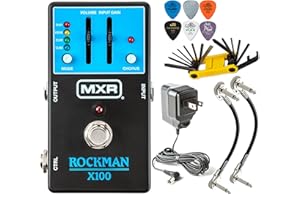 MXR MX100 Rockman X100 Analog Tone Processor Effects Pedal Scholz Amp Reproduction with Tonebird Bundle Featuring Dunlop 9v Power Supply Groovetech Tool, Patch Cable and Picks