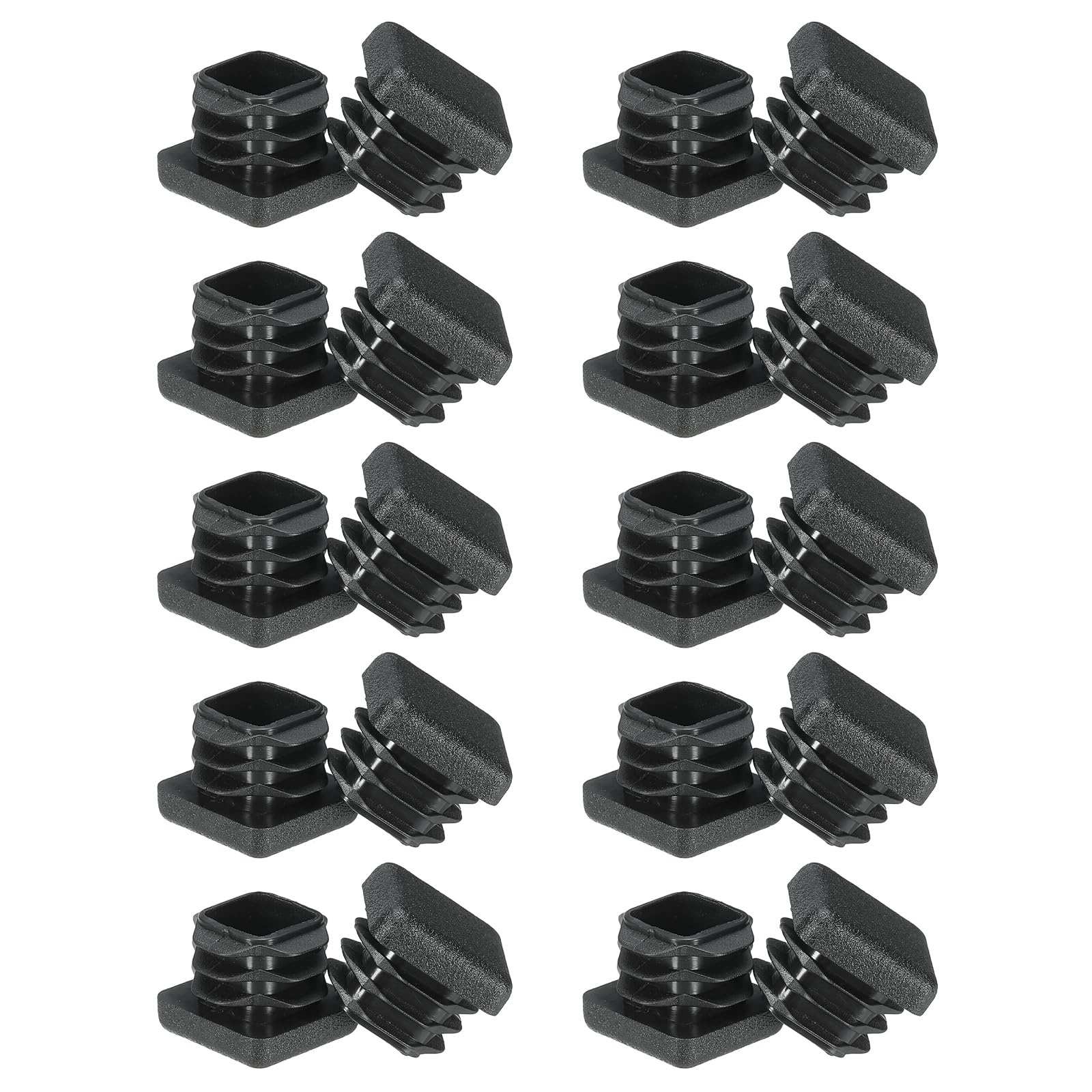 PATIKIL Square Plastic Hole Plugs 0.8inch, 20 Pack Tubing Insert End Cap for Square Metal Tubing Furniture Chair Leg Fence Post Pipe, Black