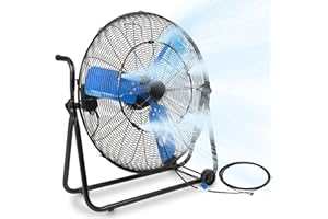 TMYICE 24 Inch Industrial Fan Heavy Duty, 8500 CFM High Velocity Floor Fan Misting 3 Speeds, Metal Construction and Aluminum Blades, 360° Tilt Metal Fan Cooling Outdoor Patio Garage Warehouse Shop Factory