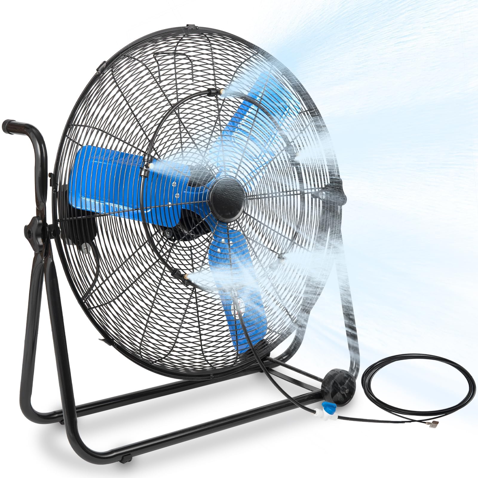 Photo 1 of 24 Inch Industrial Fan Heavy Duty, 8500 CFM High Velocity Floor Fan Misting 3 Speeds, Metal Construction and Aluminum Blades, 360° Tilt Metal Fan Cooling Outdoor Patio Garage Warehouse Shop Factory
