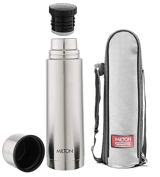 Milton Thermosteel Plain Lid Flask, 500 ml, Steel Plain