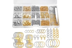 BESARME 1130PCS Keychain Making Kit Jump Rings for Jewelry DIY Key chain Supplies with Keyrings Bulk, Metal Lobster Claw Clasp, Swivel Snap Hook, Extender Chain for Crafts Accessories（Gold and Silver）