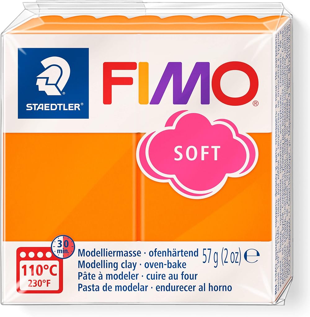 STAEDTLER FIMO Soft Oven-Hardening Polymer Modelling Clay Tangerine 57g Block