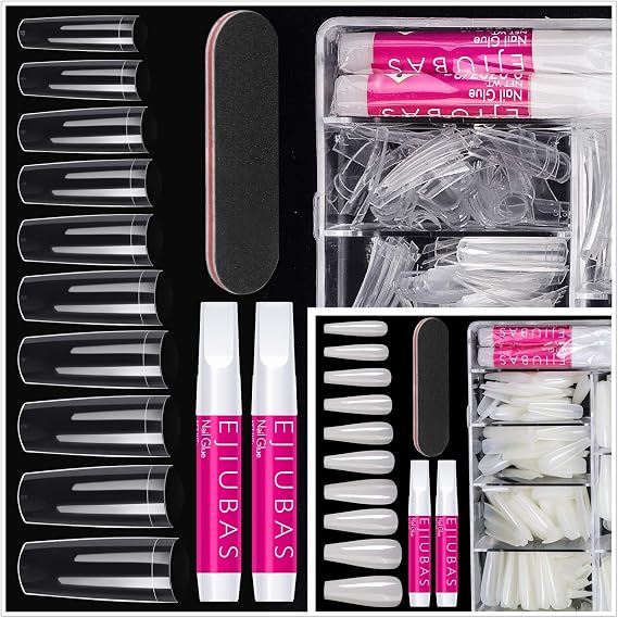 Nail Tips Fake Nails Kit 2 Types 500PCS Clear Nail Tips