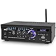 Pyle Bluetooth Computer Speaker Amplifier - 2x120 Watt Home Stereo Power Amplifier Home Audio Receiver System W/Blue Led Display, USB/SD, AUX, RCA, Headphone Jack - Remote - PCAU46BA.5