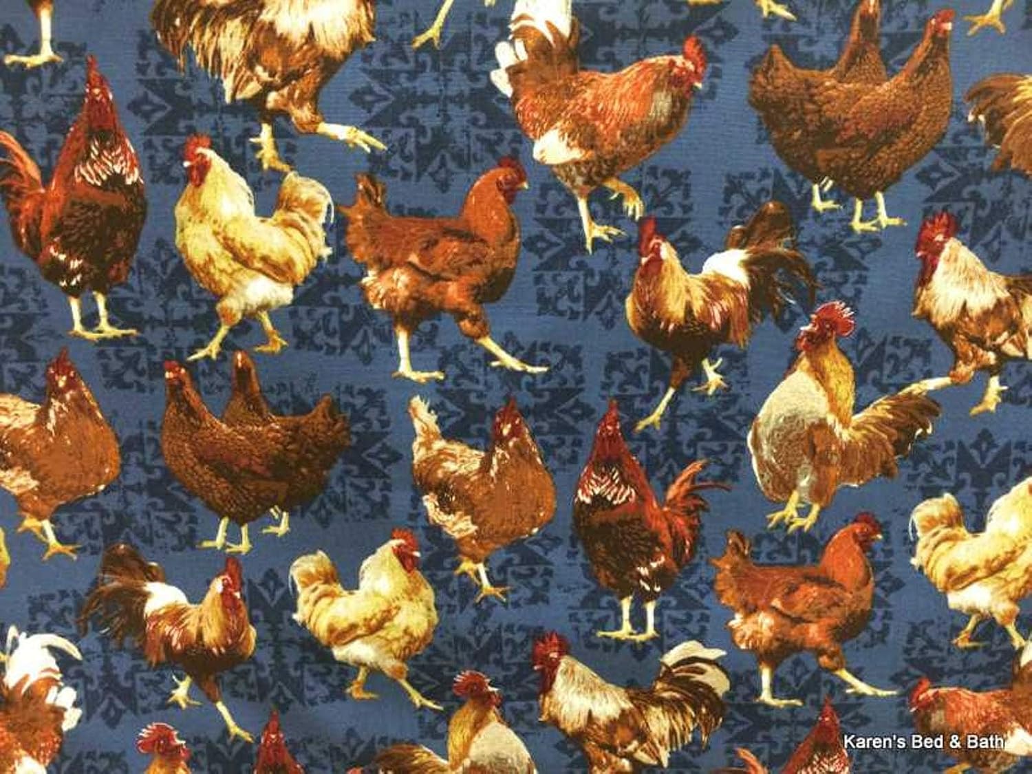 Chicken Roosters Farm Animal Rooster Bird Navy Blue Country