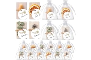 Leelosp 24 Sets Mini Eucalyptus Soap Favors Soap Thank You Gifts with Cards Organza Bags Handmade Neutral Gifts for Baby Shower Bridal Shower Birthday Wedding Party Favors Guest Prize Souvenirs