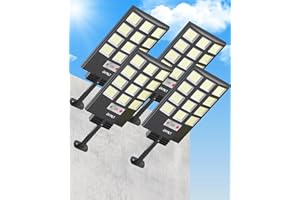 JAYNLT Solar Lights for Outside, 5 Lighting Modes Solar Flood Security Light with Motion Sensor & Dusk to Dawn&Remote, 6500K Street Lamps for Yard Garden,Shop - 4PACK