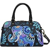 Anna by Anuschka womens Women's Hand-painted Genuine Leather Wide Organizer Satchel | Anna, by Anuschka, Hand-Painted, Wide