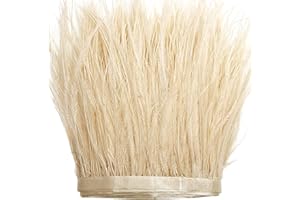 THARAHT Ivory Ostrich Feathers Trim Sewing Fringe 2Yard 4-6inch for DIY Dress Sewing Craft Clothing Latin Wedding Dress Decor