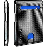 RUNBOX Slim Wallets for Men - Leather Money Clip Mens Wallet - RFID Blocking Front Pocket Bifold Wallet - Thin Credit Card Holder with Gift Box