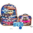 AI ACCESSORY INNOVATIONS Hot Wheels Burning Rubber 5 Piece Backpack Set for Boys, Featuring Turbo Charged Race Cars, Kids School Bag, Blue