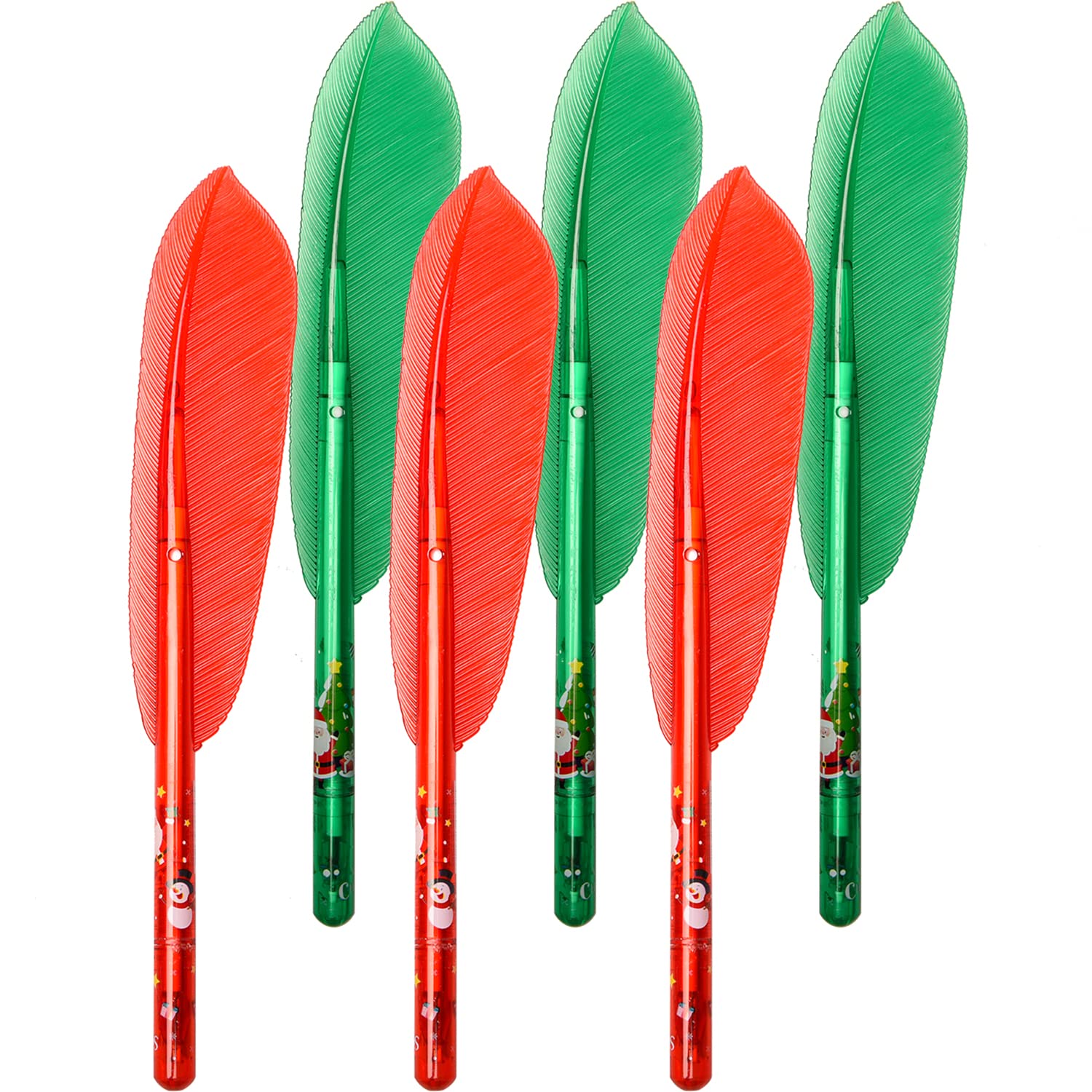 XNHIU Christmas Gel Ink Pens Christmas Plastic Feather Red Green Ballpoint Pen for School Office Holiday (6)
