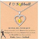 Tarsus Softball/Basketball/Volleyball Heart-Shaped Necklace for Teen Girls, Birthday Christmas Players Senior Night Team Gifts for Girls