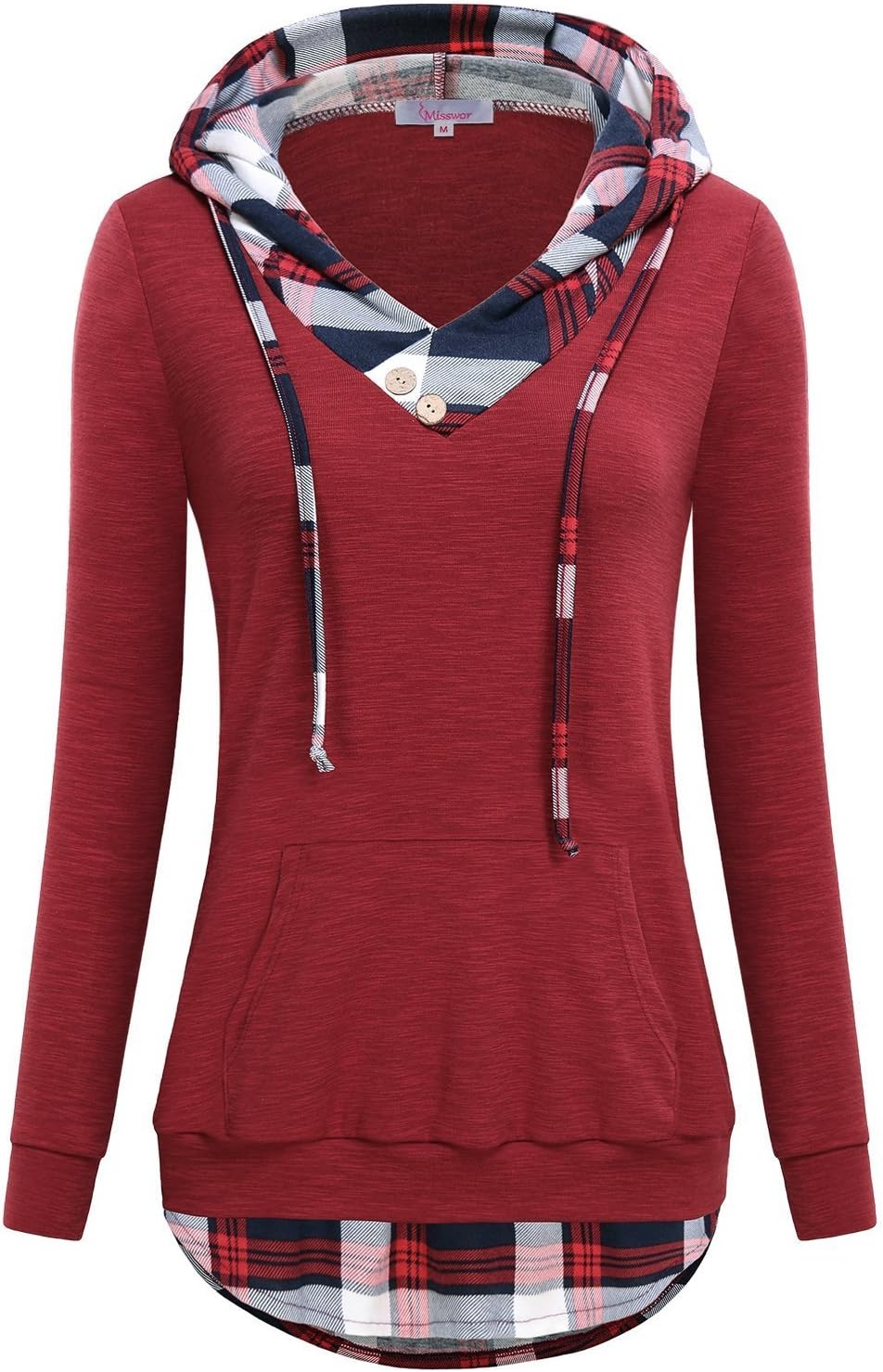 Misswor Womens V-Neck Long Sleeve Pullover Sweatshirt Hoodies