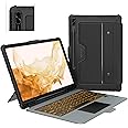 Nillkin Galaxy Tab S7 Fe Case with Keyboard Backlit, 12.4" Samsung Galaxy Tab S8 Plus/S7 Plus 5G Case, Detachable Keyboard with Kickstand and Slide Camera Cover, Multi-Touch Trackpad, S Pen Holder
