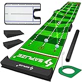 SAPLIZE Golf Putting Mat, Visible Trajectory Tracing, Multiple Training Modes, with Putting Alignment Mirror and Adjustable Green Slopes, Putting Green Matt for Indoors and Outdoors