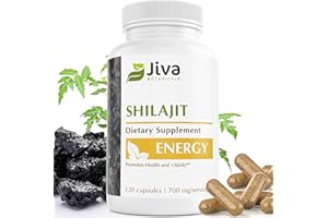 Jiva Botanicals Shilajit Supplement 700 mg - Shilajit Capsules Extract with Minerals, Fulvic/Humic Acid, Shilajit Powder for Immune Support, Digestion & Strong Muscle - 120 Vegan Capsule
