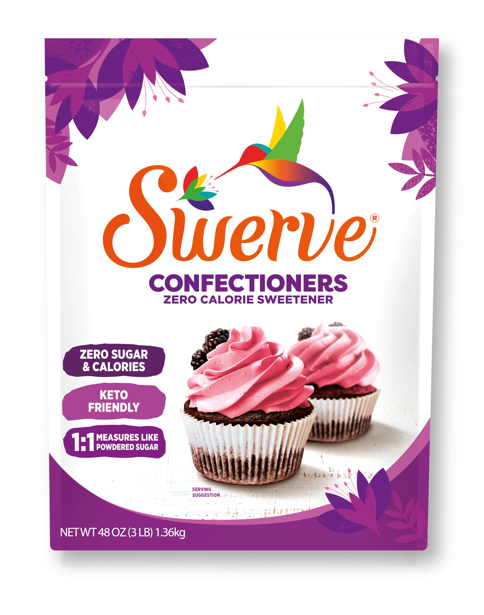 Swerve Ultimate Sugar Replacement Sweetener, Confectioners Sugar Substitute, Zero Calorie, Keto Friendly, Zero Sugar, Non-Glycemic, Gluten Free, 48 Oz Image