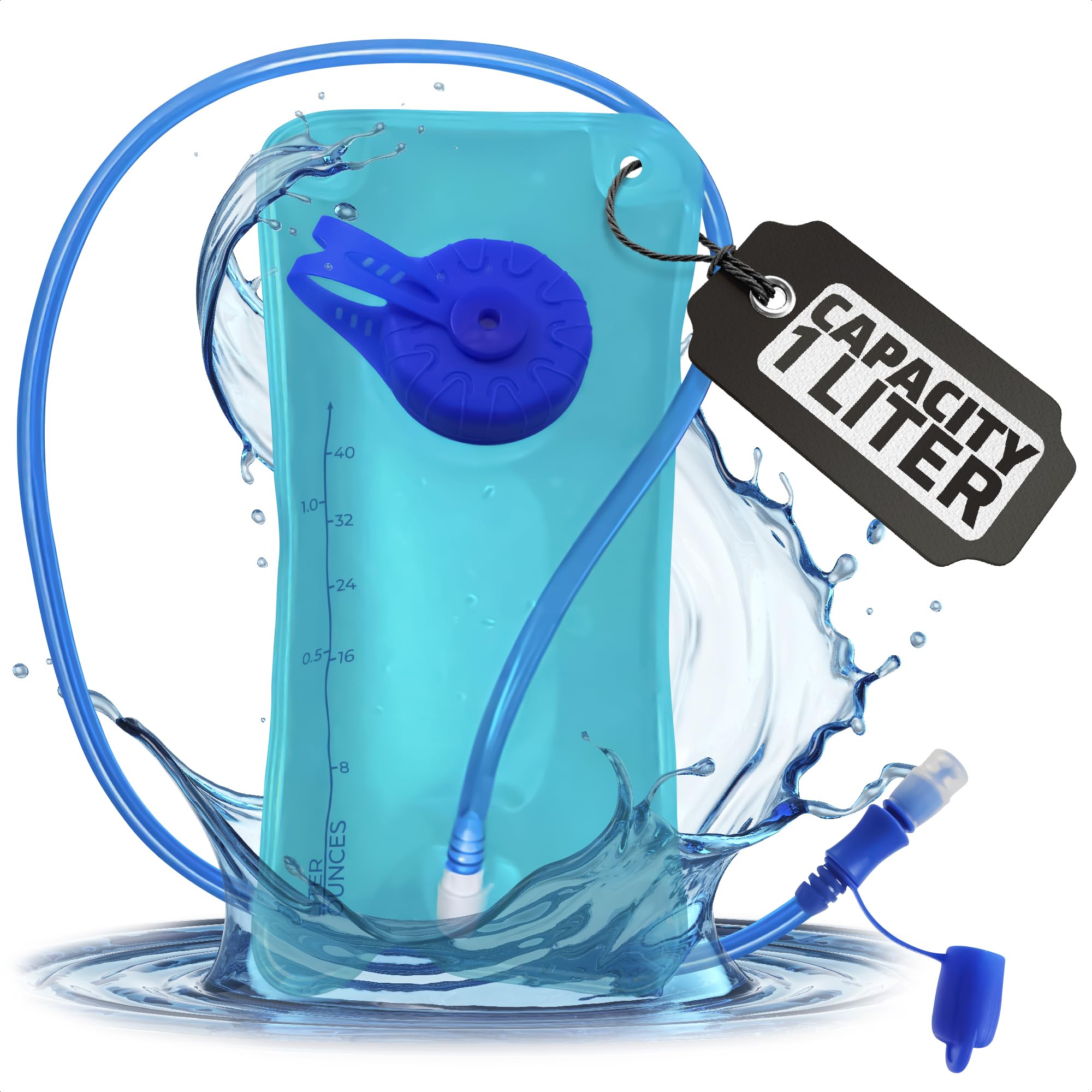 Photo 1 of Water Bladder for Hiking Backpack - TPU Material 1L/1.5L Hydration Bladder With Large Opening Lid, Mouthpiece Cap & Easy Tube Connection – Water Pouch for Backpack, Camping & Backpacking Trips