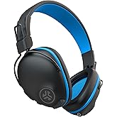 JLab JBuddies Pro Wireless Over-Ear Kids Headphones, 35+ Hour Battery Life, Built-in Volume Regulators for Safety, Share Mode, Folding, Adjustable, Noise Isolation, with Mic, Blue
