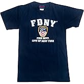 New York Fire Department Style T-Shirt with New York City Logo, NavyBlue